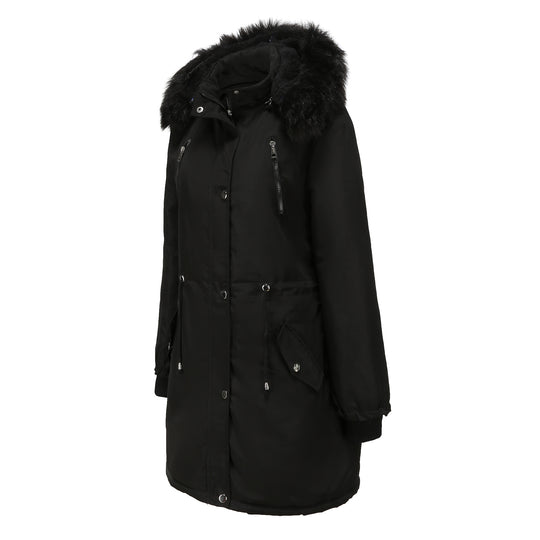 Damen Fleecegefütterte Parka-ähnliche Jacke mit abnehmbarer Kapuze R&B