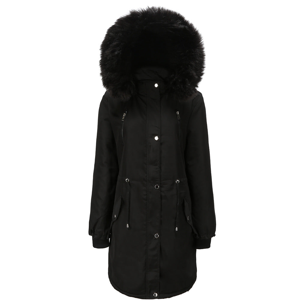 Damen Fleecegefütterte Parka-ähnliche Jacke mit abnehmbarer Kapuze R&B