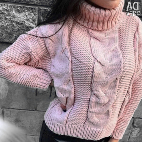 Damen Strickpullover mit Rollkragen und Zopfdesign R&B