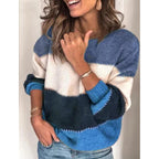 Damen lässiger Streifenpullover aus weichem Material R&B