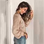 Damen strickpullover mit romantischem Zopfmuster und lockerer Passform R&B