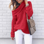 Damen lässiger Pullover mit modischem Schulterdesign und hochgeschlossenem Kragen R&B