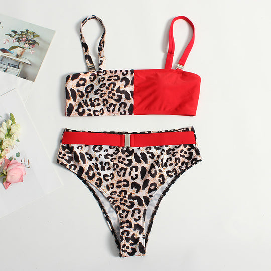 Damen Trendiger Leo-Muster Bikini R&B
