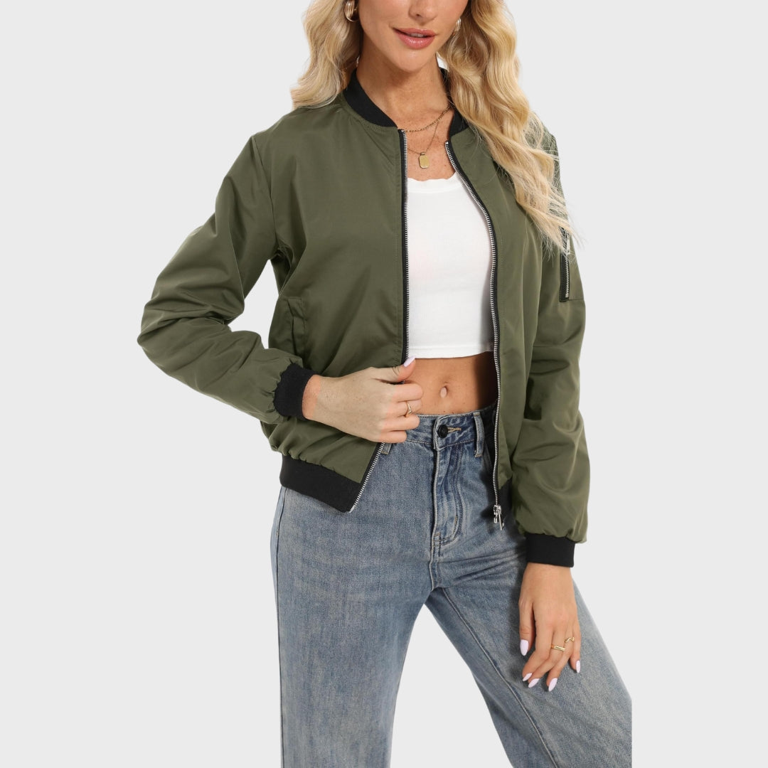 R&B | Herbst Langarm Bomberjacke mit Reißverschluss