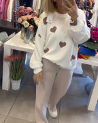 R&B | Frauen Casual Herz Pullover