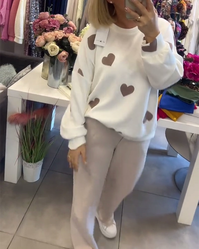 R&B | Frauen Casual Herz Pullover