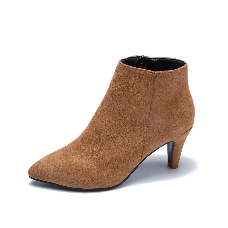 Damen nan spitze Knöchelstiefelette in Wildlederoptik mit schmalem Stilettoabsatz und seitlichem Reißverschluss R&B
