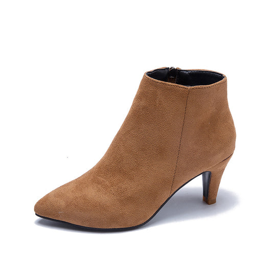 Damen nan spitze Knöchelstiefelette in Wildlederoptik mit schmalem Stilettoabsatz und seitlichem Reißverschluss R&B