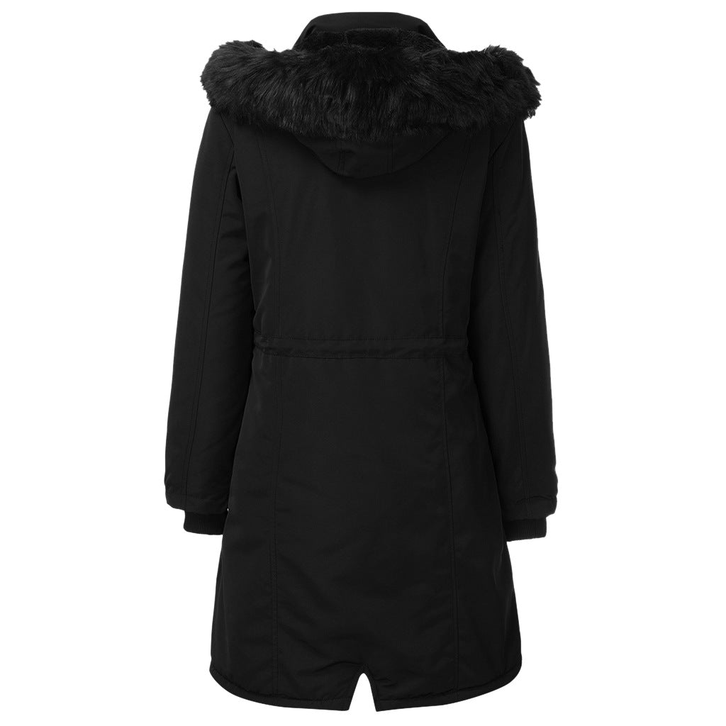 Damen warme Parka-Jacke mit abnehmbarer Kapuze und kuscheligem Kunstfell R&B