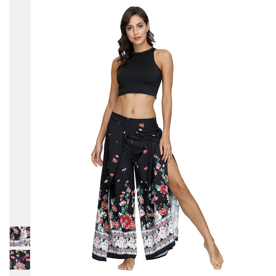 Damen Eleganter Maxi-Rock mit Floralprint und seitlichen Schlitzen R&B