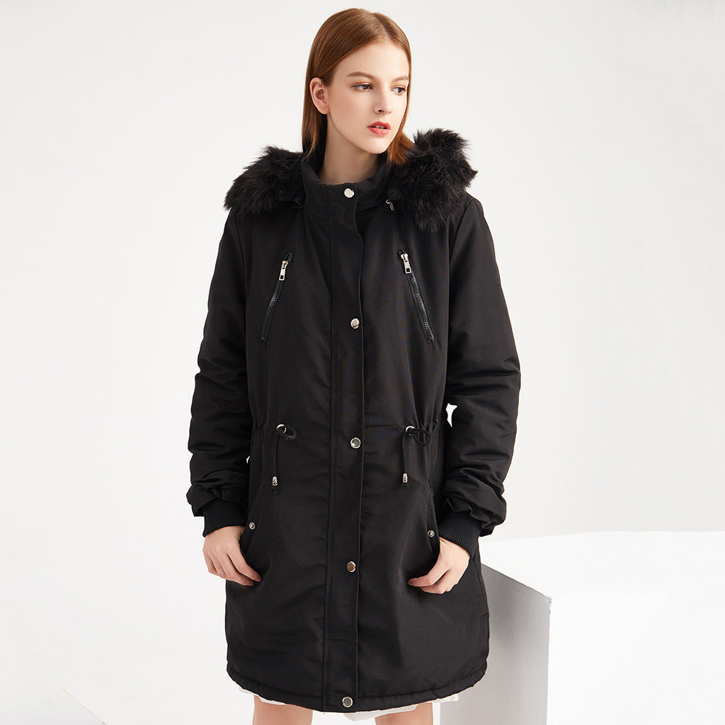 Damen Fleecegefütterte Parka-ähnliche Jacke mit abnehmbarer Kapuze R&B