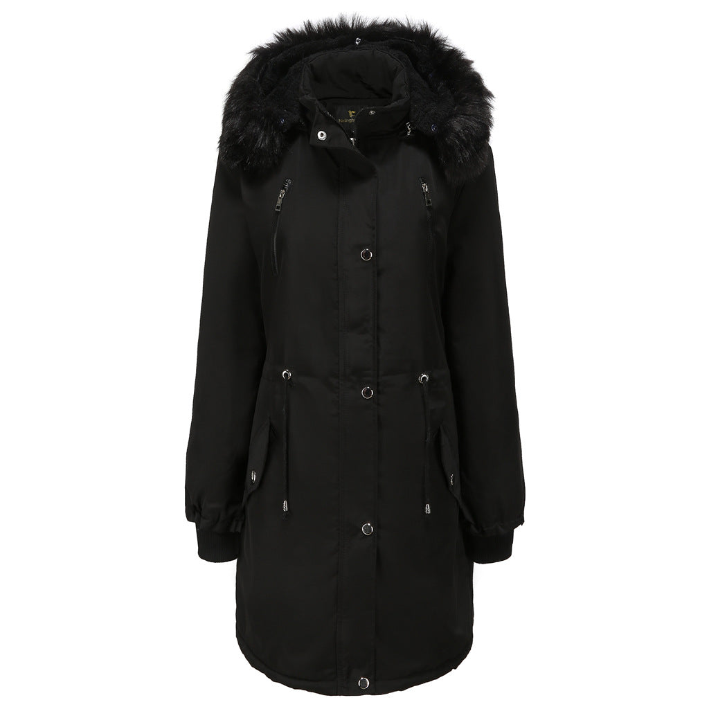 Damen Fleecegefütterte Parka-ähnliche Jacke mit abnehmbarer Kapuze