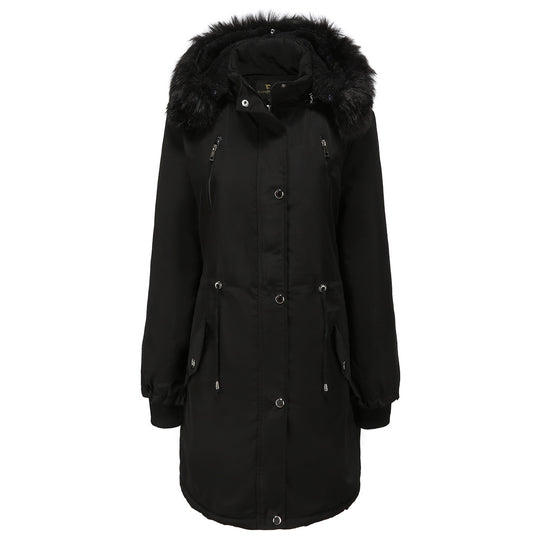 Damen Fleecegefütterte Parka-ähnliche Jacke mit abnehmbarer Kapuze R&B