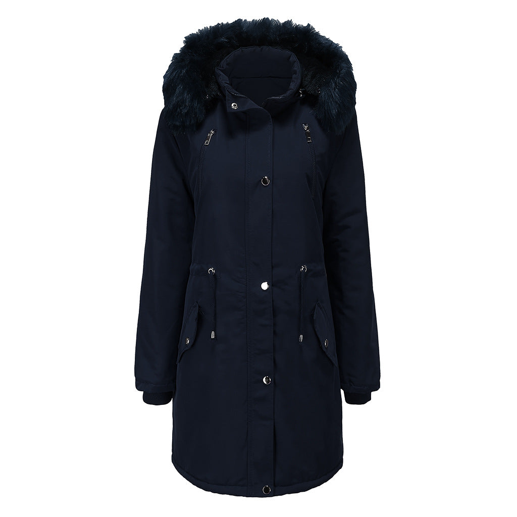 Damen Fleecegefütterte Parka-ähnliche Jacke mit abnehmbarer Kapuze R&B