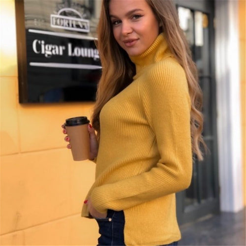 Damen eleganter Rollkragenpullover aus feinem Rippstrick R&B