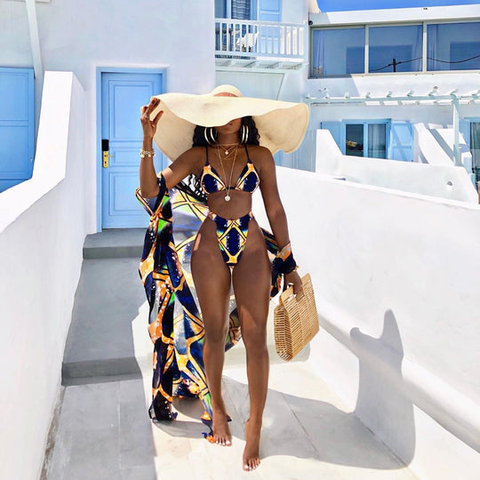 Damen Bikiniset mit leichtem Cover-Up und modernem geometrischem Design R&B