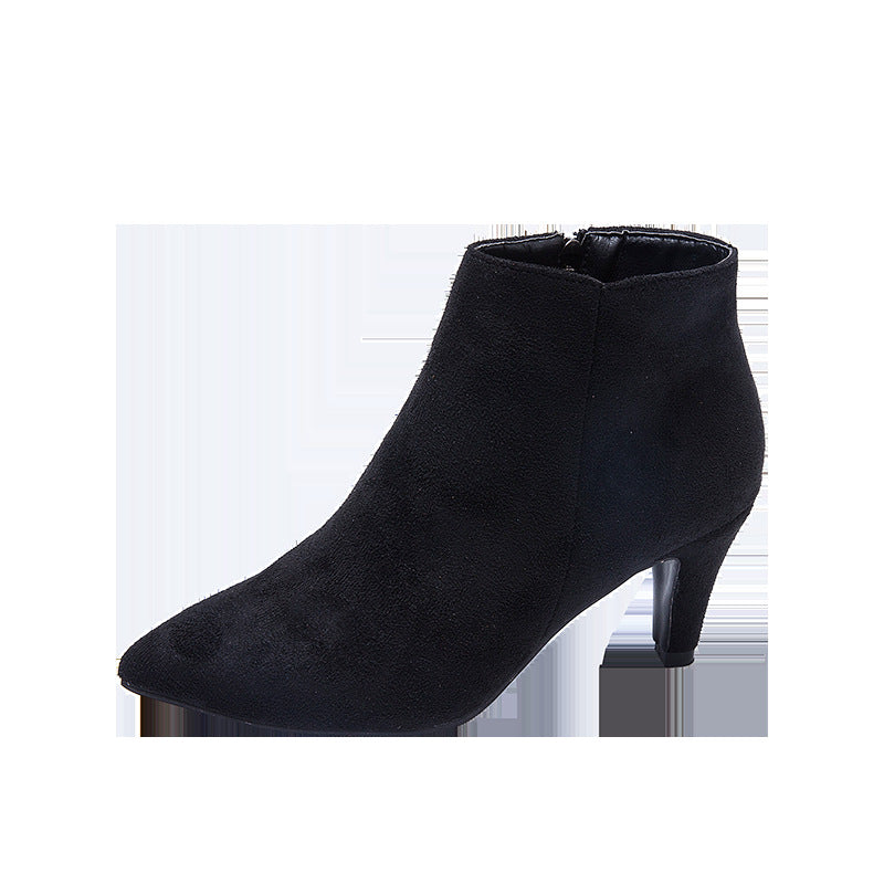 Damen nan spitze Knöchelstiefelette in Wildlederoptik mit schmalem Stilettoabsatz und seitlichem Reißverschluss R&B
