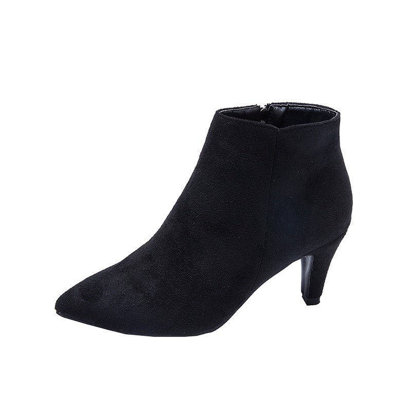 Damen nan spitze Knöchelstiefelette in Wildlederoptik mit schmalem Stilettoabsatz und seitlichem Reißverschluss R&B
