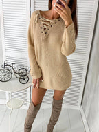Damen Strickpullover mit einzigartigem Schnürdesign R&B