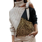 Damen modischer Pullover mit uniquem Farbblockdesign und raffinierter Schulterpartie R&B