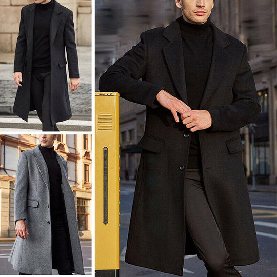 Herren klassischer Wollmantel mit modernem Schnitt und eleganten Details R&B