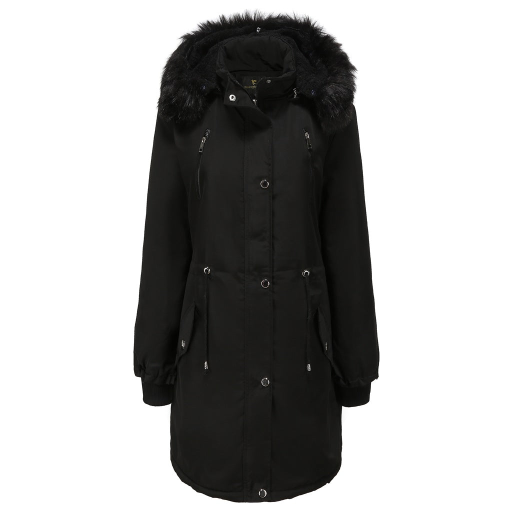 Damen Fleecegefütterte Parka-ähnliche Jacke mit abnehmbarer Kapuze