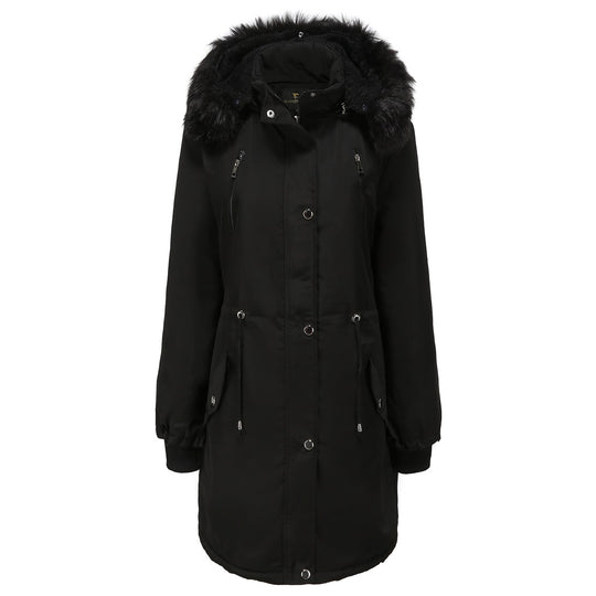 Damen Fleecegefütterte Parka-ähnliche Jacke mit abnehmbarer Kapuze R&B