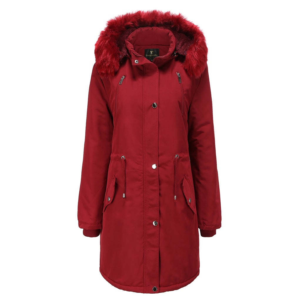 Damen Fleecegefütterte Parka-ähnliche Jacke mit abnehmbarer Kapuze R&B