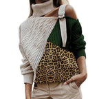 Damen modischer Pullover mit uniquem Farbblockdesign und raffinierter Schulterpartie R&B