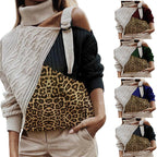 Damen modischer Pullover mit uniquem Farbblockdesign und raffinierter Schulterpartie R&B