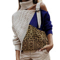Damen modischer Pullover mit uniquem Farbblockdesign und raffinierter Schulterpartie R&B