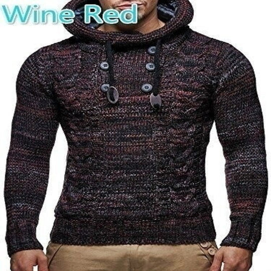 Herren Strickpullover mit hochschließendem Kragen und markantem Zopfmuster R&B