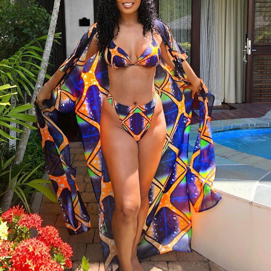 Damen Bikiniset mit leichtem Cover-Up und modernem geometrischem Design R&B