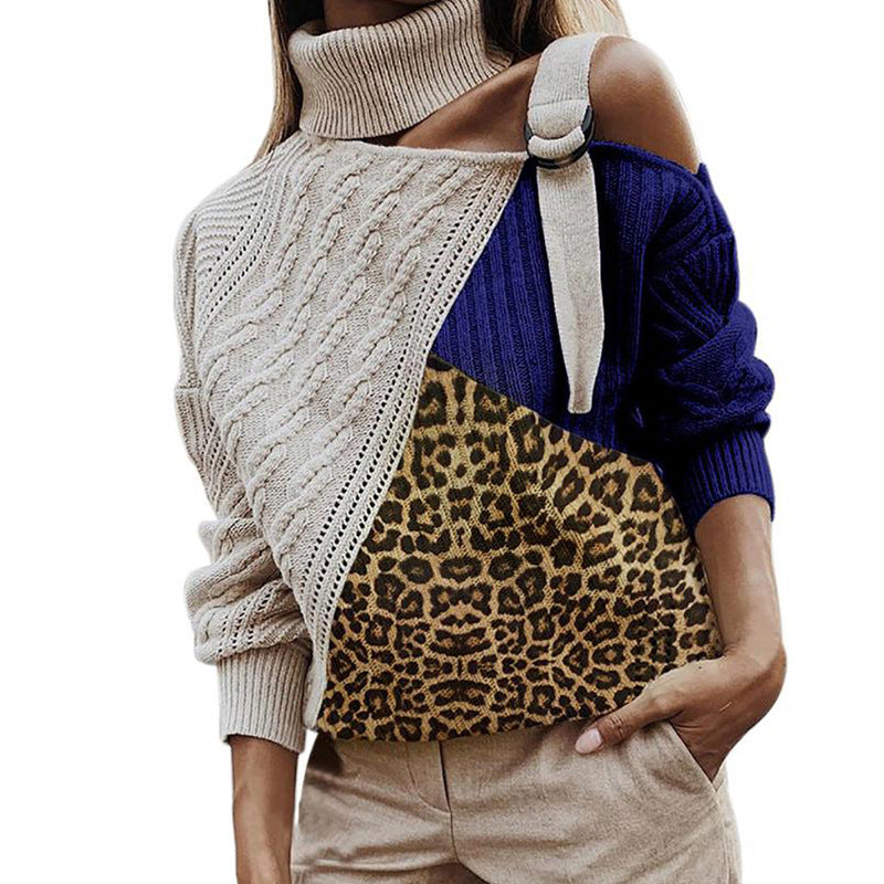 Damen modischer Pullover mit uniquem Farbblockdesign und raffinierter Schulterpartie R&B