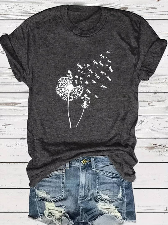 R&B – T-Shirt Mit Löwenzahn-Print Und Rundhalsausschnitt