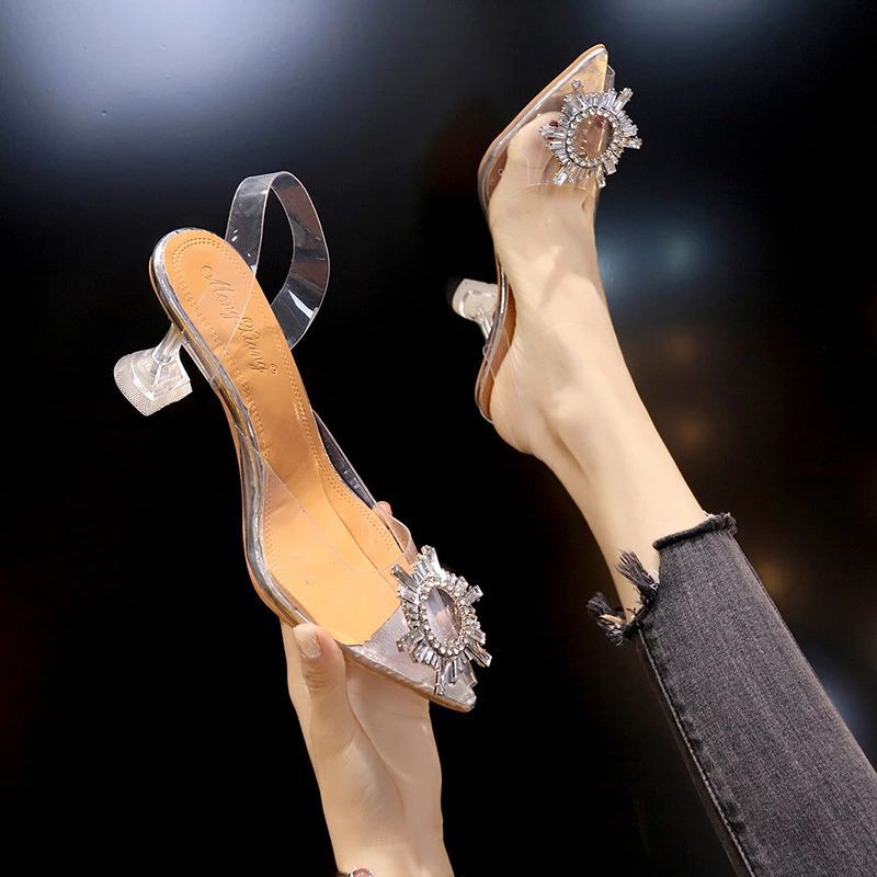 Damen transparente High Heels mit dekorativem Kristallakzent R&B