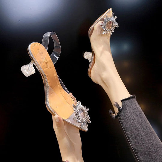 Damen transparente High Heels mit dekorativem Kristallakzent R&B