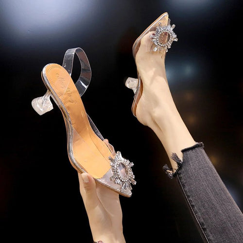 Damen transparente High Heels mit dekorativem Kristallakzent R&B