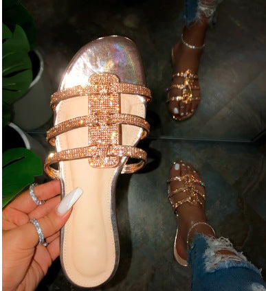 Damen glamouröse Riemchen-Sandalen mit funkelnden Strass-Applikationen R&B