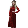 Damen elegantes Maxikleid aus luxuriösem Samt mit tailliertem Schnitt und langen Ärmeln R&B