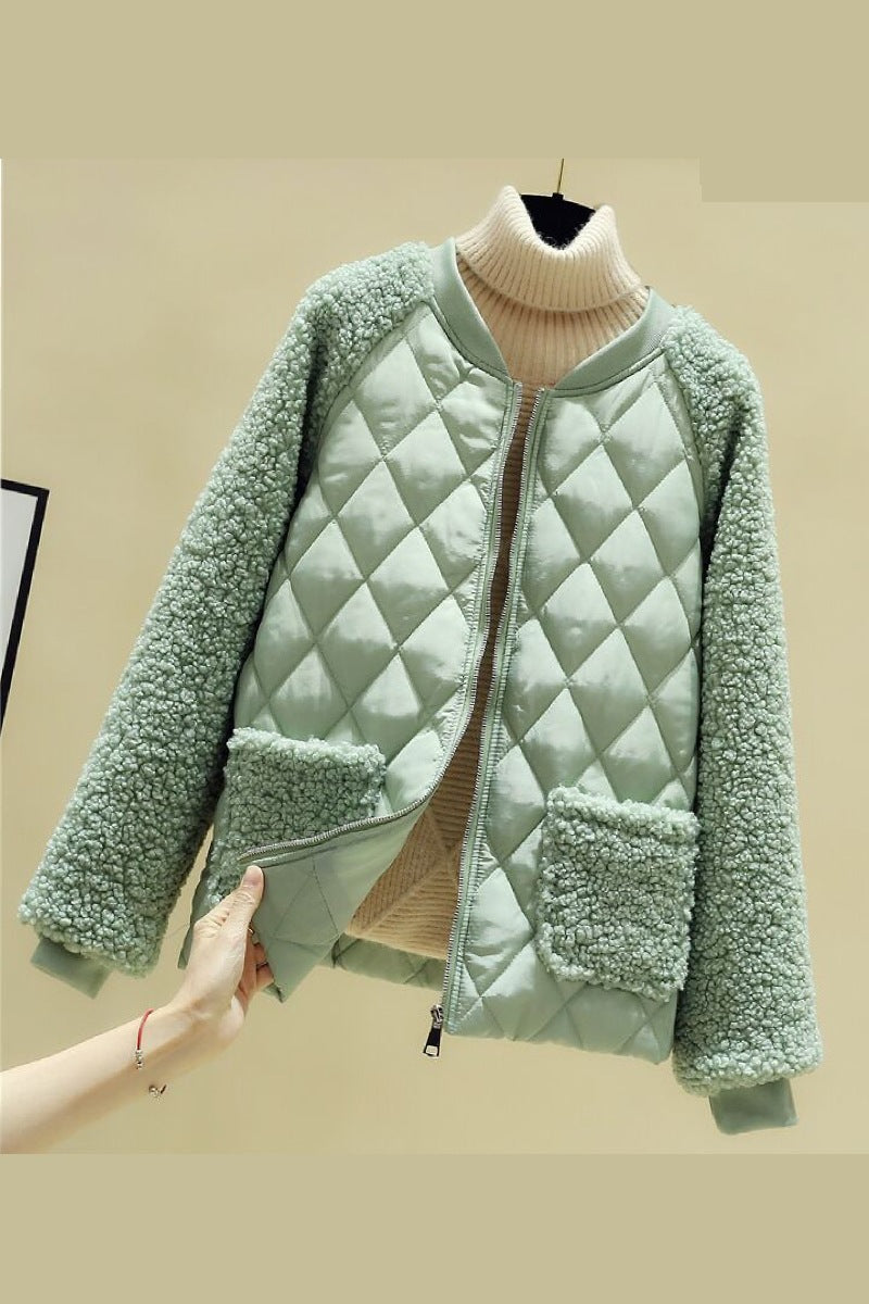 Damen gesteppte Übergangsjacke mit kuscheligem Teddy-Futter und praktischen Taschen R&B