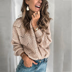 Damen strickpullover mit romantischem Zopfmuster und lockerer Passform R&B