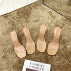 Damen elegante Transparente Mules mit klarem Absatz R&B