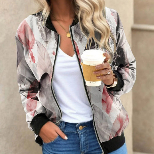 R&B | Damen Bomberjacke mit Blumenmuster