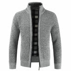 Herren Strickjacke mit hohem Kragen und plüschigen Innenfutter R&B