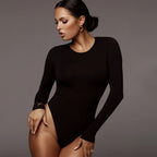 Damen Figurbetonter Langarm-Bodysuit R&B