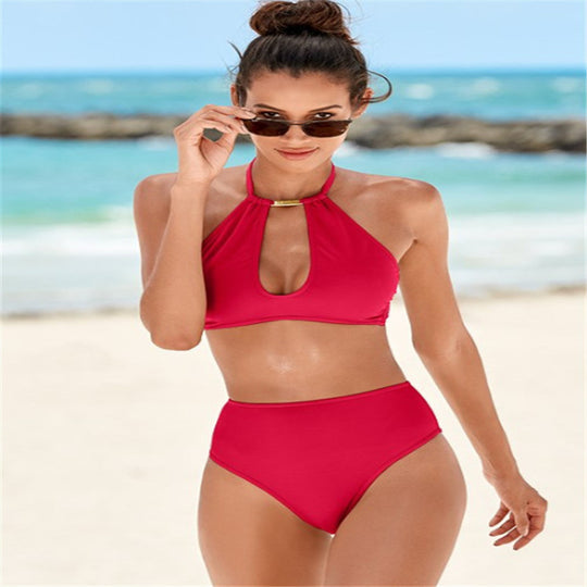Damen Hochgeschnittener Bikini mit elegantem Halter-Design R&B