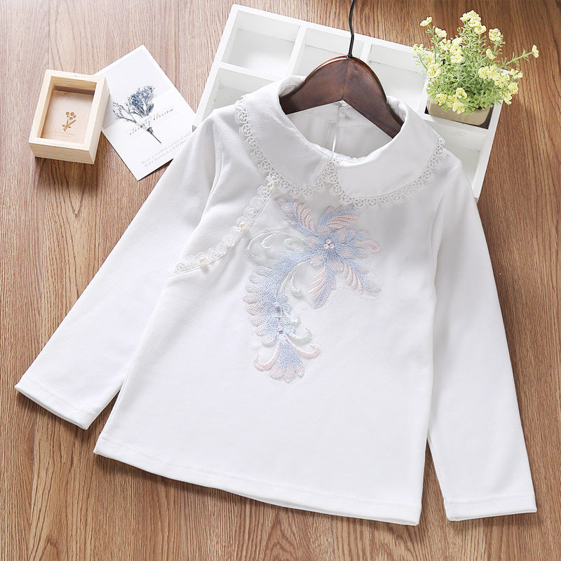 Mädchen modisches Sweatshirt mit elegantem Spitzenbesatz R&B