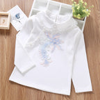 Mädchen modisches Sweatshirt mit elegantem Spitzenbesatz R&B
