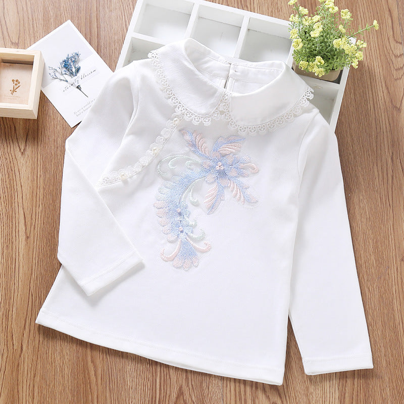 Mädchen modisches Sweatshirt mit elegantem Spitzenbesatz R&B